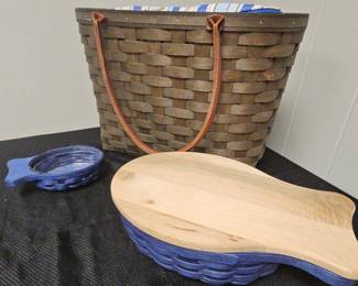 NWT Longaberger Boardwalk Basket With Cabana Blue Zippered Liner 2 Royal Blue Fish Shaped Baskets