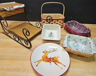 Longaberger Basket, Wrought Iron Sleigh, Pottery Variety