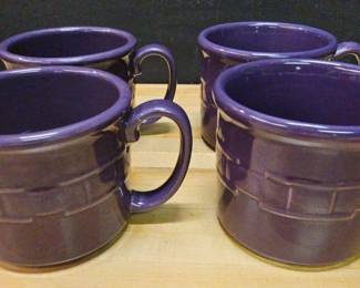 Longaberger Woven Traditions Set Of 4 Soup Mugs Eggplant