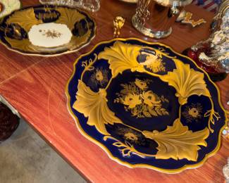 Some gorgeous porcelain and crystal stashed away inc these two cobalt plates from Germany