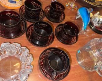 Cut to clear Crystal tea cups & saucers
