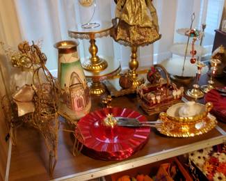 Matching Pair of vases, lots of Holiday and Christmas decor