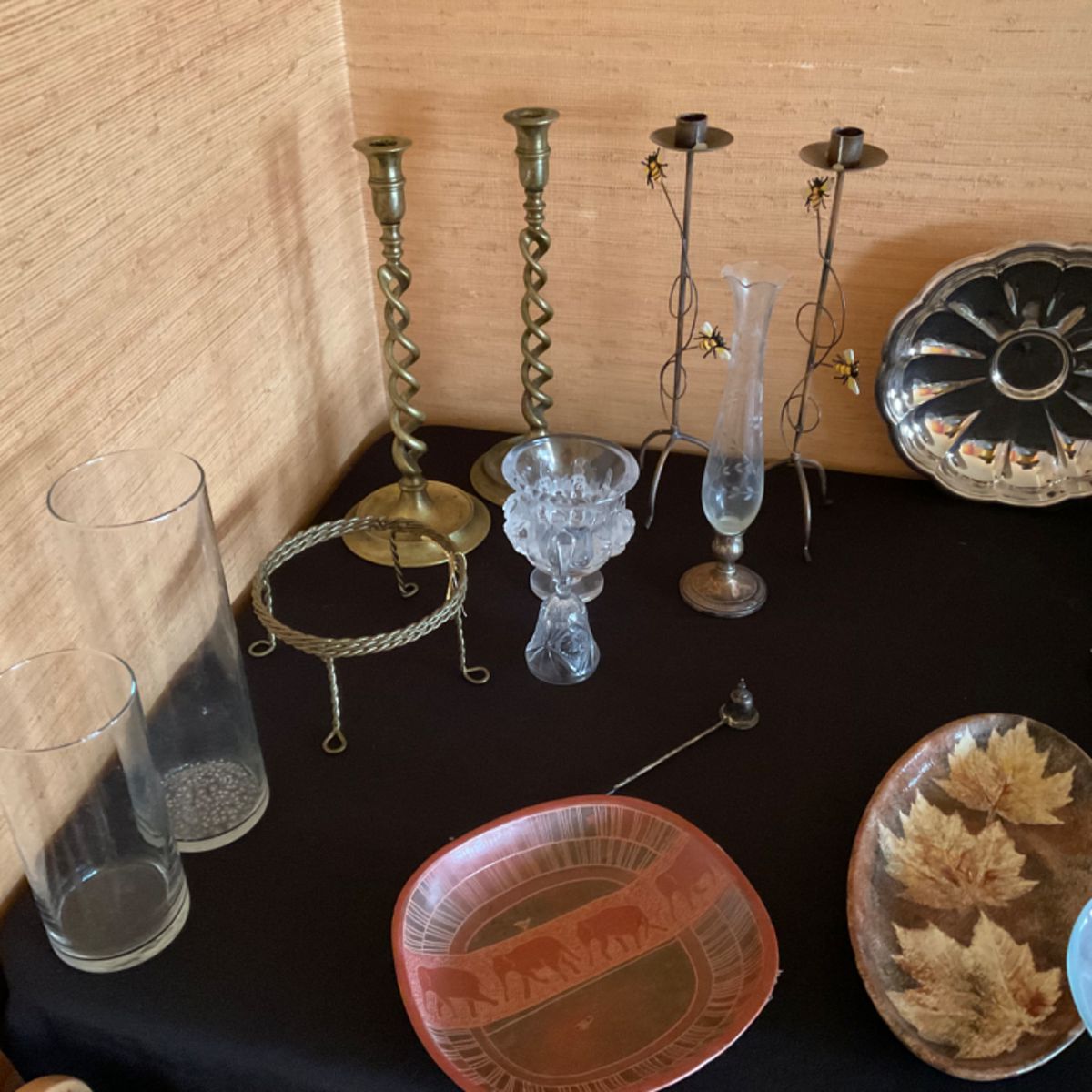 NICE BRASS AND GLASS COLLECTIBLES 