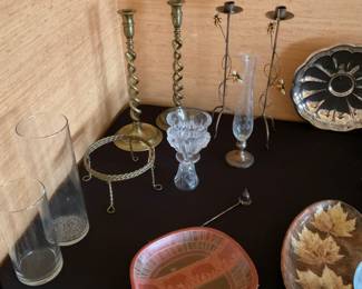 NICE BRASS AND GLASS COLLECTIBLES 
