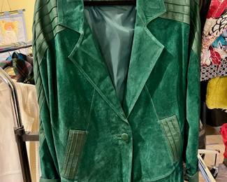 Circa 1980's Chance Encounter Green Suede Leather Jacket