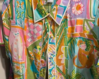 Bob Mackie Colorful Silk Wearable Art Blouse - Size Small