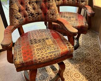 Pair of 24" Upholstered Arm Chair Bar Stools