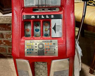 Circa 1940's Mills Red 5 Cent Slot Machine