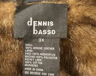 Dennis Basso Women's Faux Fur Lined Blue Suede Leather Coat - Size 3x