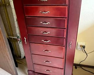 Queen Anne Cherry Wood Jewelry Armoire