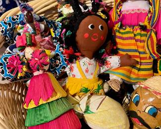 Mayan Colorful Corn Husk Dancing Doll, Peruvian Doll with Traditional Clothing, Mexican Hand Painted Maracas