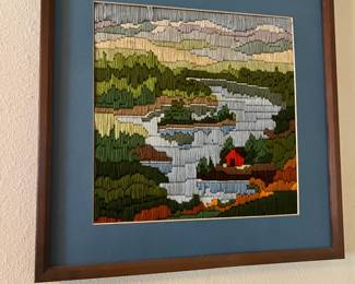 Framed & Matted Embroidered Landscape Artwork