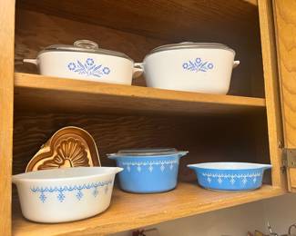 Pyrex Ovenware Snowflake Blue & White Casserole Dishes