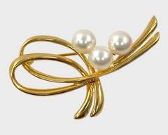 Fine 14K Yellow Gold 6.5mm Ribbon Spray Brooch
