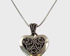 Fine Sterling Silver Love Heart Statement Pendant On 19 Italian Chain
