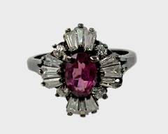 Fine Sterling Silver Purple Stone Statement Ring Size 6.25
