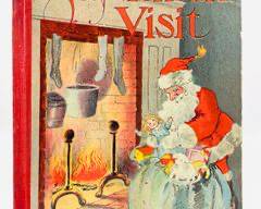 Antique St. Nicholas Visit Book, Santa Claus Series No. 150, M.A. Donohue & Co., Red Cover.
