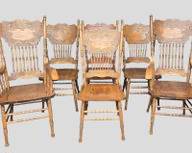 6 DAXMASTER Vintage Pressed Wood Spindle Back Dining Chairs
