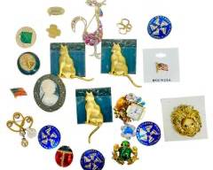 Assorted Costume Jewelry Brooch and Pin Lot
