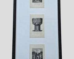 Three Architectural Small Framed Etchings
