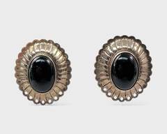 Fine Sterling Silver Onyx Pierced Earrings

