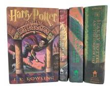 Three Harry Potter Books First American Edition The Sorcerers Stone, The Chamber of Secrets, The Prisoner of Azkaban, and The Goblet of Fire
