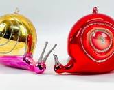 Vintage Unique Vintage Italian Whimsical Snail art Glass Ornaments
