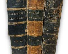 Collection of 1856-1880 Bound Harpers New Monthly Magazine Compilations; Volumes: LI, XIII, And LX Books
