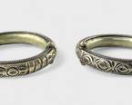 2 Vintage Tribal Silver Allow Hinge Lock Bangle Bracelets
