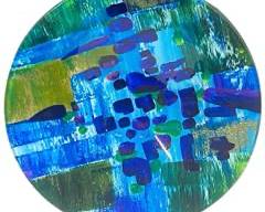 Jasmine Colorful Art Glass Decorative Round Platter
