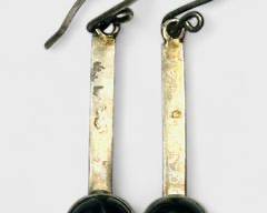 Vintage Sterling Silver & Onyx Drop Dangle Statement Earrings
