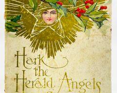 Antique Hark The Herald Angels Sing! Book, Charles Wesley, Cupples & Leon, New York, Gold & Red Title Page.
