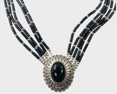 Fine Liquid Sterling Silver & Onyx Pendant Necklace 18
