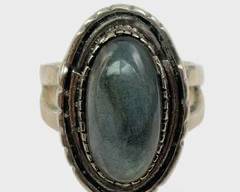 Fine Sterling Silver Labradorite Statement Ring Size 8.25
