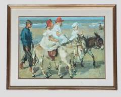 Vintage Isaac Isreals Print of Children Riding Ponies
