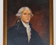 Original Folk Art Oil Painting on Canvas George Washington after Gilbert Stuart S. Estes Gilt Framed
