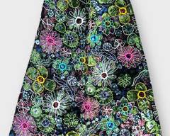 Vintage Glen of Michigan Velvet Floral Embroidery Maxi Skirt
