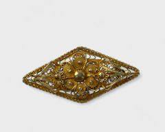 9 Grams .1000 Fine Gilt Silver Filigree Statement Pin Brooch

