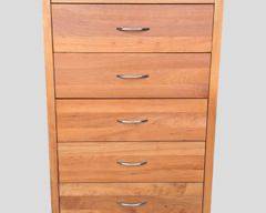 Sleek Modern Wood Tall 59" H Chest Dresser 6 Drawers Silvertone Hardware Solid Wood High Quality
