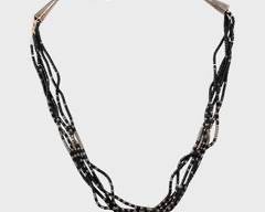 Fine Liquid Sterling Silver & Onyx 5 Starnd Statement Necklace 19
