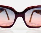 Vintage Vogue VO2445S-B Oversized Sunglasses with Burgundy Frames, Gradient Pink Lenses, and Rhinestone Accents.
