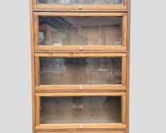 Vintage Wood Lawyer's Stacking Book Case with Paned Glass Top Window
