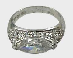 Fine Sterling Silver Gemstone Cocktail Statement Ring Size 7
