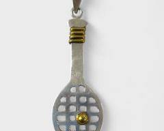 10 Grams Fine Taxco Mexico Sterling Silver & Brass Tennis Or Pickleball Statement Pendant
