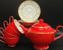 Fine Teavana Exclusive Collection Hand Finishes Bone China Tea Cups, Saucers,
