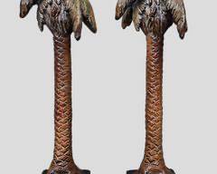 Pair AUSTIN 2000 The Home Collection Unique Ceramic Palm Tree Candlesticks
