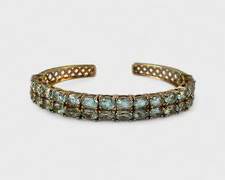 21 Grams Fancy Fine Gilt Sterling Silver Gemstone Statement Cuff Bracelet
