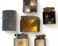 6 Cool Vintage Cigarette Lighters - Continental, Elgin, 2 Saxony, Windsor.
