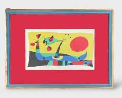 Vintage Joan Miro Peacock Feathers Lithograph Framed MCM Mid Century Modern
