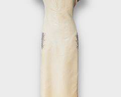 Vintage Stunning Beaded Ivory Gown with a Square Neckline And Front Pockets
